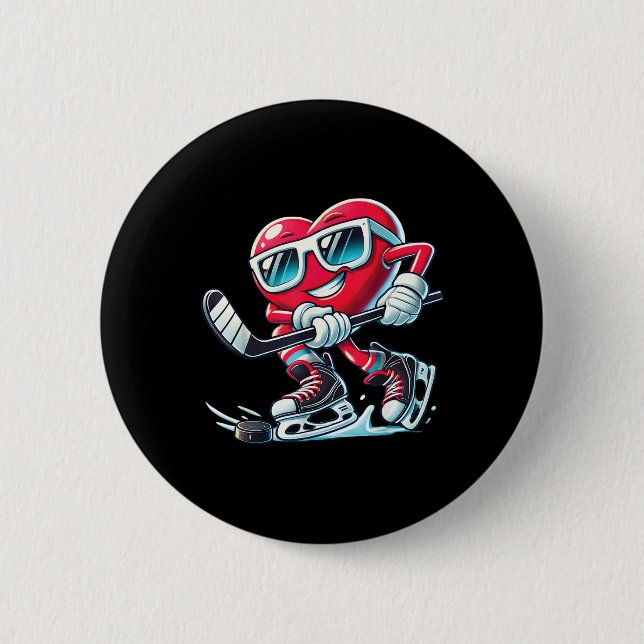 Cute Heart Spelar ishockey Valentines day Manar W Knapp (Framsida)