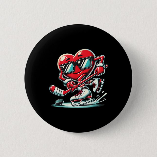 Cute Heart Spelar ishockey Valentines day Manar W Knapp (Framsida)