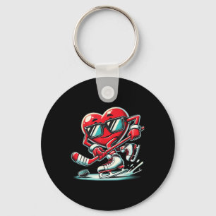 Cute Heart Spelar ishockey Valentines day Manar W Nyckelring