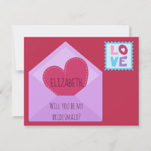 Cute Heart Theme Bridesmaid Frieri Inbjudningar