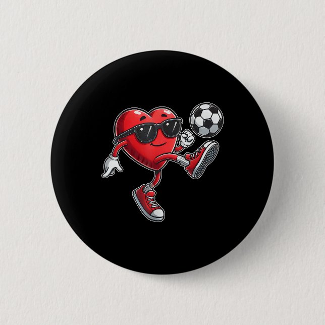 Cute Heart-uppspelningsfotbollsspelare Valentines  Knapp (Framsida)