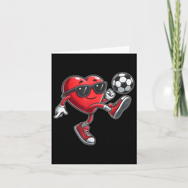 Cute Heart-uppspelningsfotbollsspelare Valentines  Kort (Framsida)