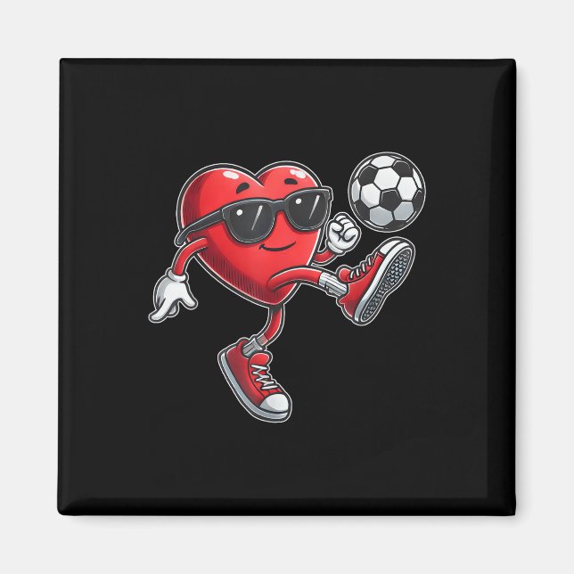 Cute Heart-uppspelningsfotbollsspelare Valentines  Magnet (Framsidan)