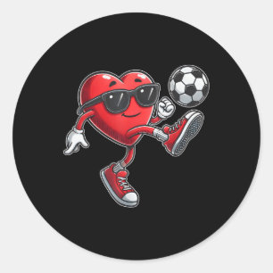 Cute Heart-uppspelningsfotbollsspelare Valentines Runt Klistermärke