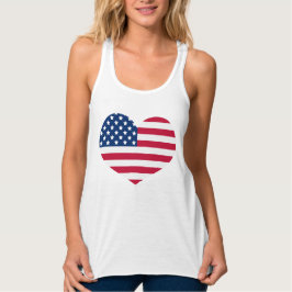 Cute Heart USA flagga Patriotic Red White och Blue Linne Med Racerback