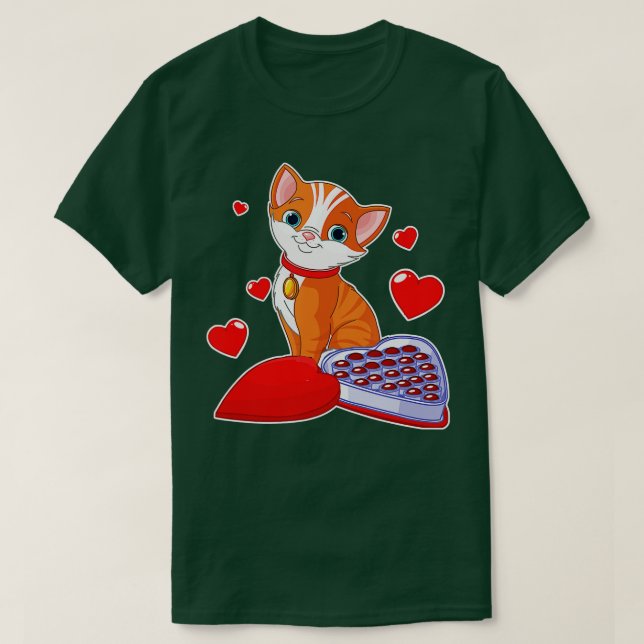 Cute Heart Valentines day Cat Lovers T Shirt (Design framsida)