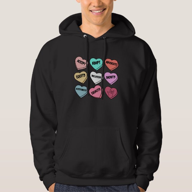 Cute Heart Valentines Day Love Special Education T Hoodie (Framsida)