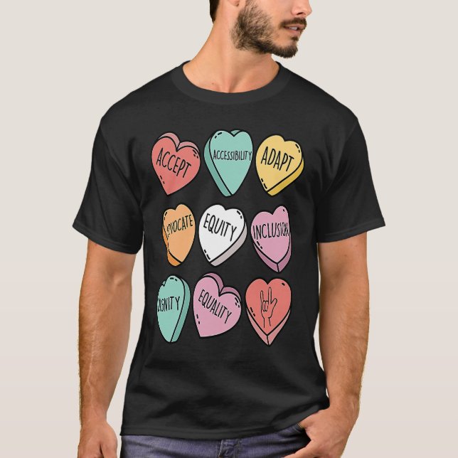 Cute Heart Valentines Day Love Special Education T T Shirt (Framsida)