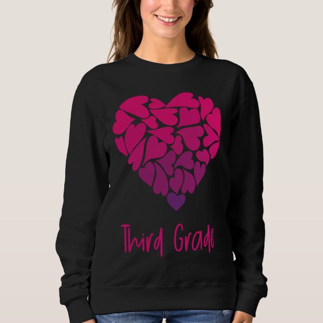 Cute Heart Valentines Day Third Grade T Shirt (Framsida)