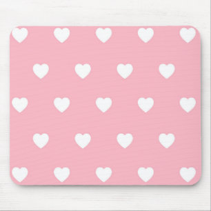 Cute Heart Valentineser Kärlek Rosa och Vita Hjärt Musmatta