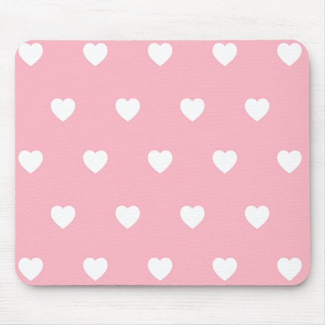Cute Heart Valentineser Kärlek Rosa och Vita Hjärt Musmatta (Framsidan)