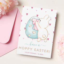 Cute Heart Watercolor Påskägg Bunny Kids Friend Julkort