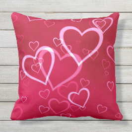 Cute Hearts Alla hjärtans dag Rosa Red Utomhuskudde