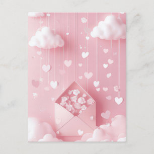 Cute Hearts and Clouds Valentine's Hälsning Vykort