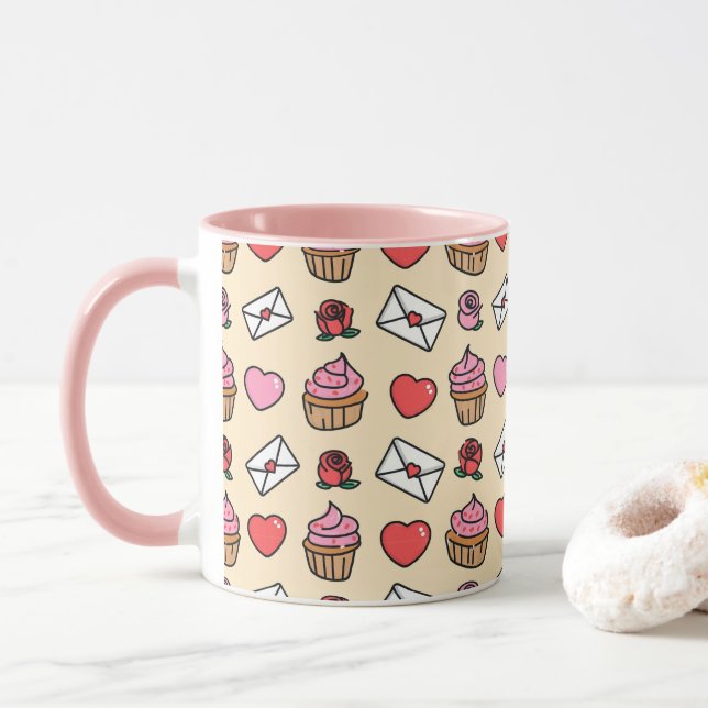 Cute Hearts and Cupcakes Mug Mugg (Med munk)