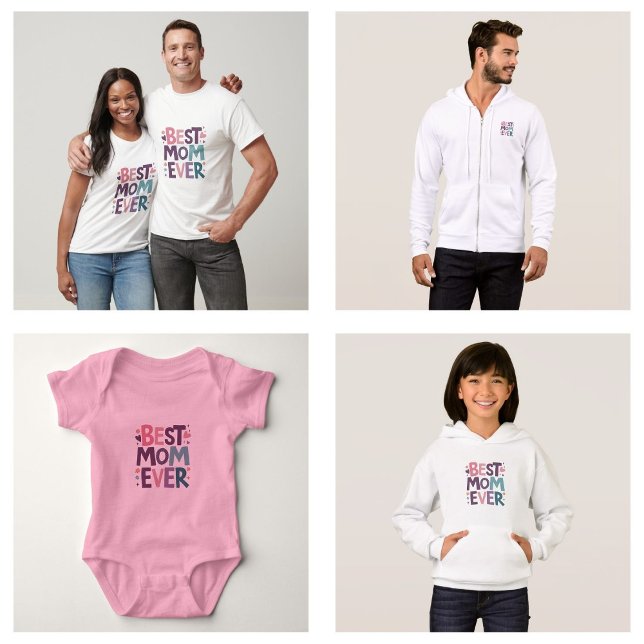 Cute Hearts and Flowers Best Mamma någonsin T Shirt (Cute Hearts and Flowers Best Mom Ever clothing)