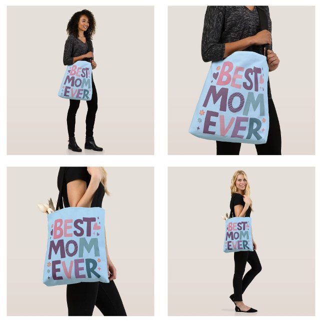 Cute Hearts and Flowers Best Mamma någonsin Tygkasse (Cute Hearts and Flowers Best Mom Ever tote bags)