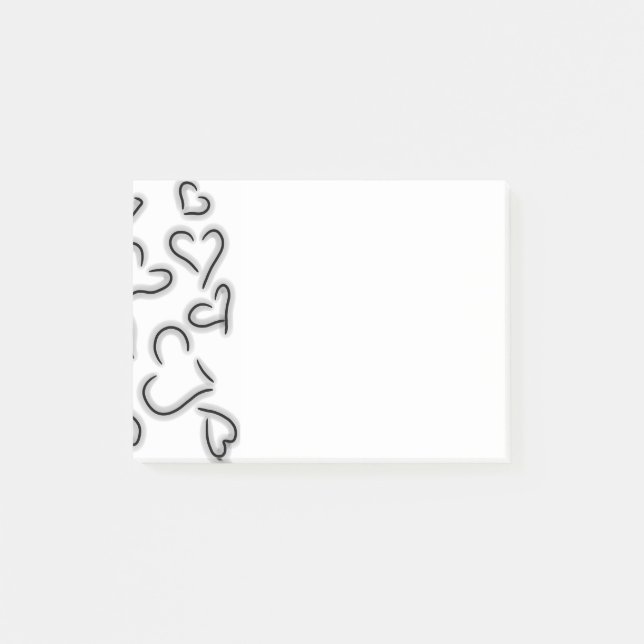 Cute Hearts Black and White Post-it Block (Framsida)