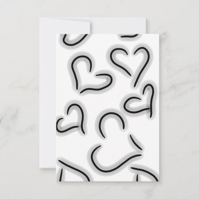 Cute Hearts Black and White Tack Kort (Framsida)
