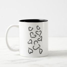 Cute Hearts Black and White Två-Tonad Mugg