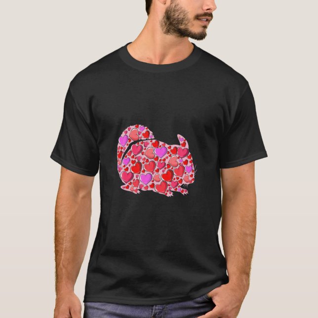 Cute Hearts Chinchilla Funny Animals Älskare Valen T Shirt (Framsida)