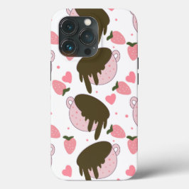 Cute Hearts Choklad Jordgubbar Mönster Rosa 