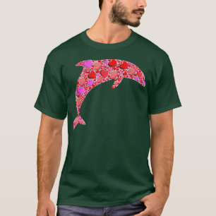Cute Hearts Dolphin Funny Animals Älskare Valentin T Shirt