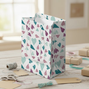 Cute Hearts Doodle Ro Valentine Day Rosa Teal