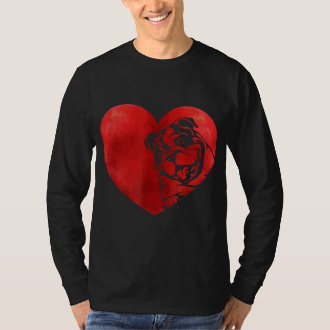 Cute Hearts English Bulldog Hund Puppy Älskare Val T Shirt (Framsida)