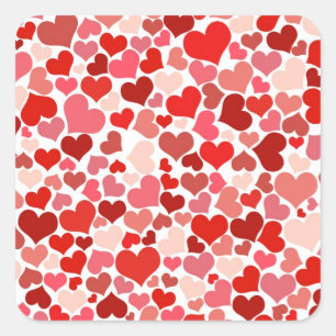 Cute Hearts Fyrkantigt Klistermärke