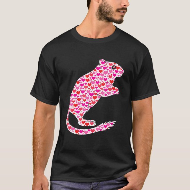 Cute Hearts Gerbil Funny Animals Valentines day T Shirt (Framsida)