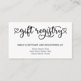 Cute Hearts Gift Registry Bröllop Tilläggskort