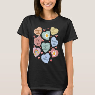 Cute Hearts Groovy Valentine Day Lärare Educati T Shirt