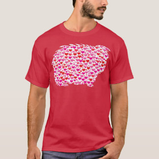 Cute Hearts Guinea gris Funny Animals Älskare Vale T Shirt