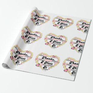 Cute Hearts Gult Snöre och Rosa Tack, jag hatar de Presentpapper