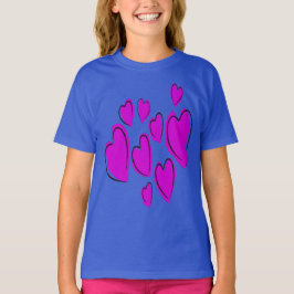 Cute Hearts Hand Drawn Bold Pink Romantic Doodle T Shirt