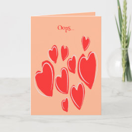 Cute Hearts Hand Drawn Deep Red Romantic Doodle Kort
