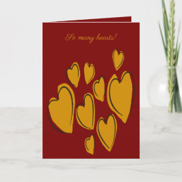 Cute Hearts Hand Drawn Yellow Romantic Doodle Kort