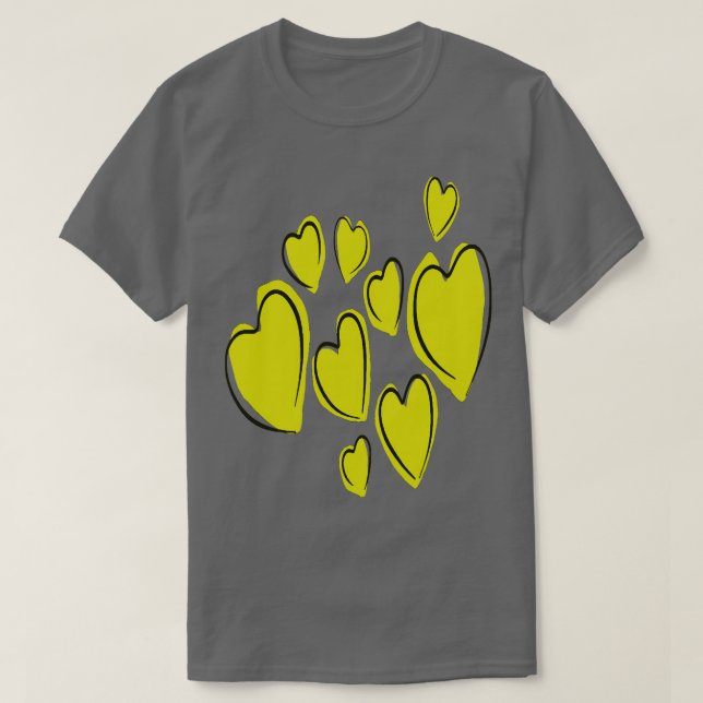 Cute Hearts Hand plockade Gult Romantic Doodle T Shirt (Design framsida)