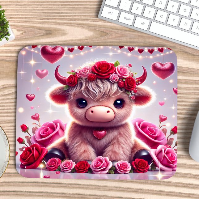 Cute Hearts Highland Cow-Valentineser Musmatta (Skapare uppladdad)