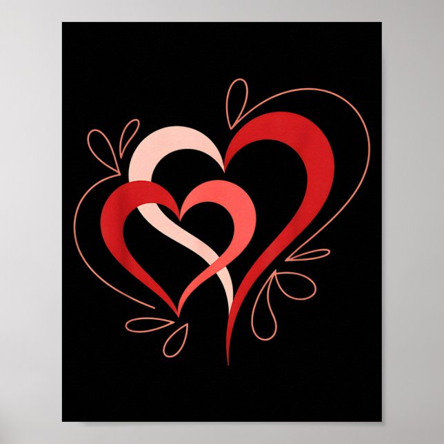 Cute Hearts In Love Couples Valentine Day Pajamas  Poster (Framsidan)