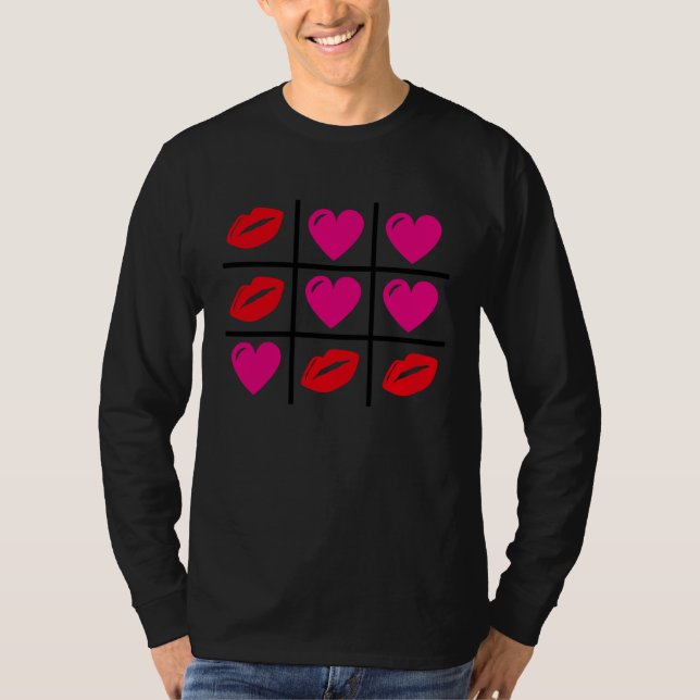 Cute Hearts & Kisses Valentines Day Romance Valent T Shirt (Framsida)