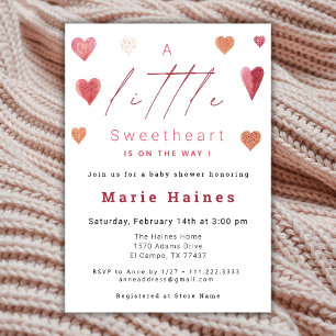 Cute Hearts Little Baby Shower Girly Inbjudningar
