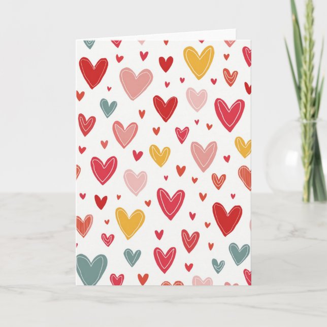 Cute Hearts Love Greeting Card Kort (Framsida)