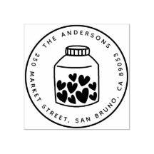 Cute Hearts Mason Burk Round Namn Returadress