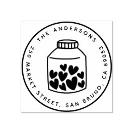 Cute Hearts Mason Burk Round Namn Returadress Stämpel