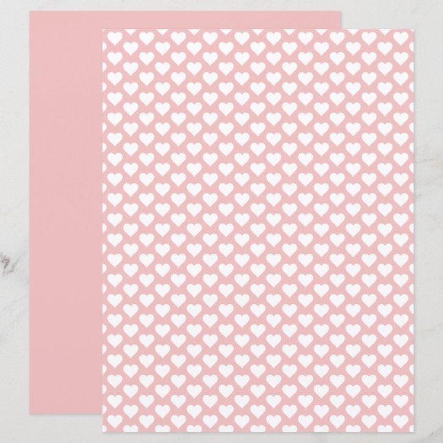 Cute Hearts Mönster Baby Rosa Scrapbook Papper (Fram/baksida)