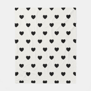 Cute Hearts Mönster i Chic Black och White Fleecefilt