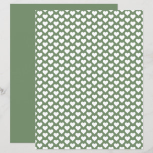 Cute Hearts Mönster Sage Grönt Scrapbook Papper