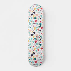 Cute Hearts och Polka dots Mönster Colorful Girly Mini Skateboard Bräda 18,5 Cm